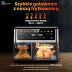 Frytkownica beztłuszczowa z okienkiem Extralink Dual Basket, 2 komory, 2500 W, 6,5 l i 3,5 l, srebrna