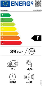 Mini zmywarka stołowa, do użytku z i bez podłączenia do wody, szerokość 43 cm, miejsce na 4 sztućce, do użytku na kempingu, 175 kWh/rok, biały
